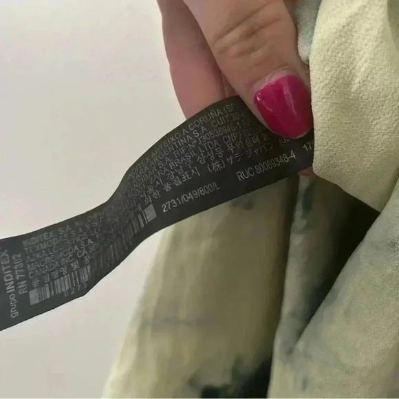 Zara Tie  Dye Batik Midi Green Skirt L - Picture 5 of 6